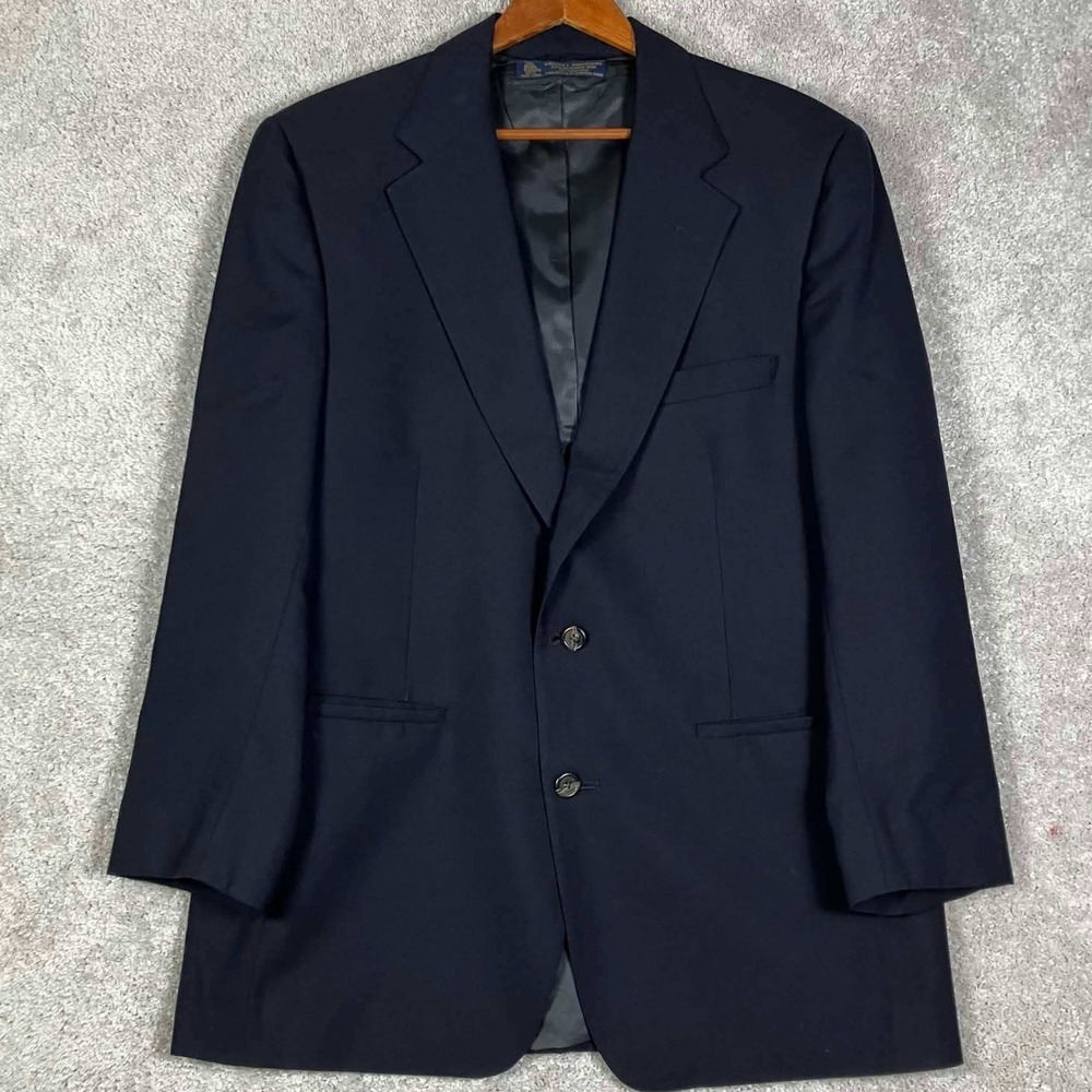 Vintage Brooks Brothers Blazer Mens 42 Navy Blue Pure Wool 2-Button USA Made